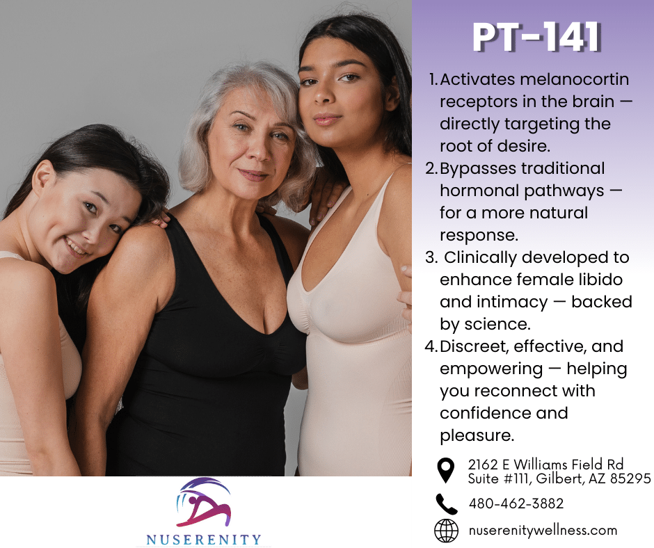 Three women posing with wellness text.
